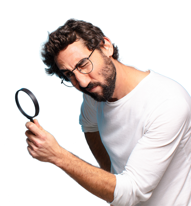 MAD Man in looking intently through a magnifying glass. Scroll to see what has him so intrigued!