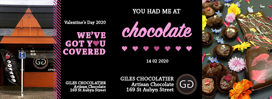 Liardet Board Creative. Valentines Day, we've got you covered. Giles Chocolatier, Artisan Chocolate, 169 St Aubyn Street