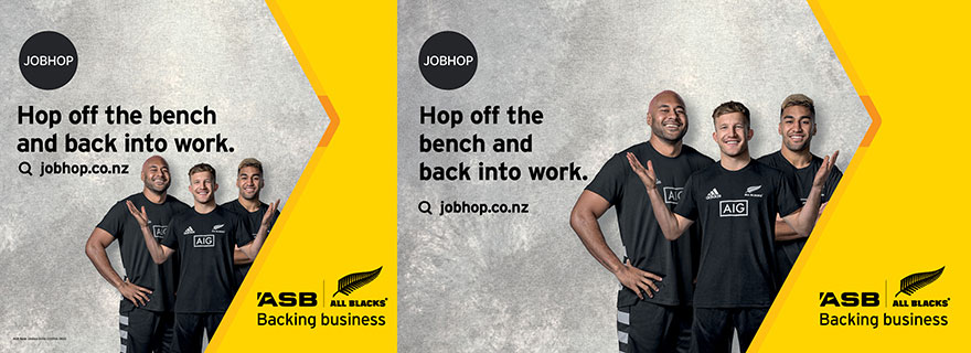 Liardet Board creative. Job Hop. Hop off the bench and back into work. jobhop.co.nz